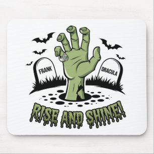 Zombiehand stiger upp Halloween-design Kul och läs Musmatta