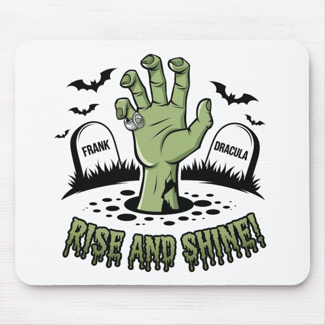 Zombiehand stiger upp Halloween-design Kul och läs Musmatta (Framsidan)