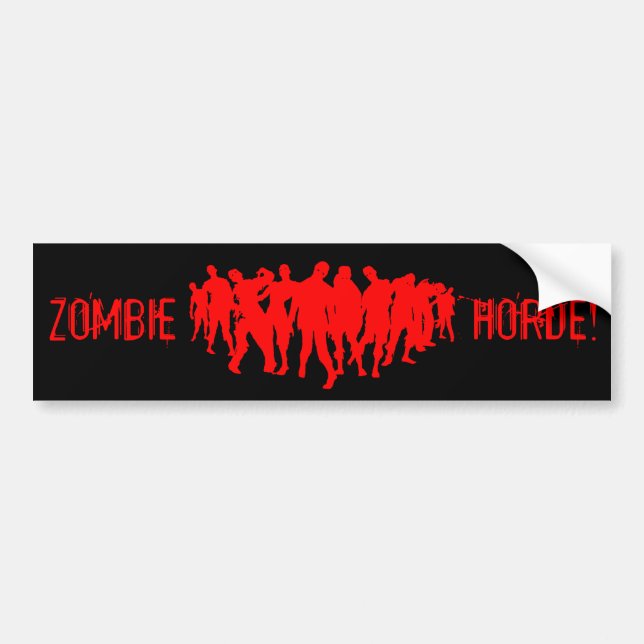 ZOMBIEHORD! rött på svart bildekal (Framsidan)