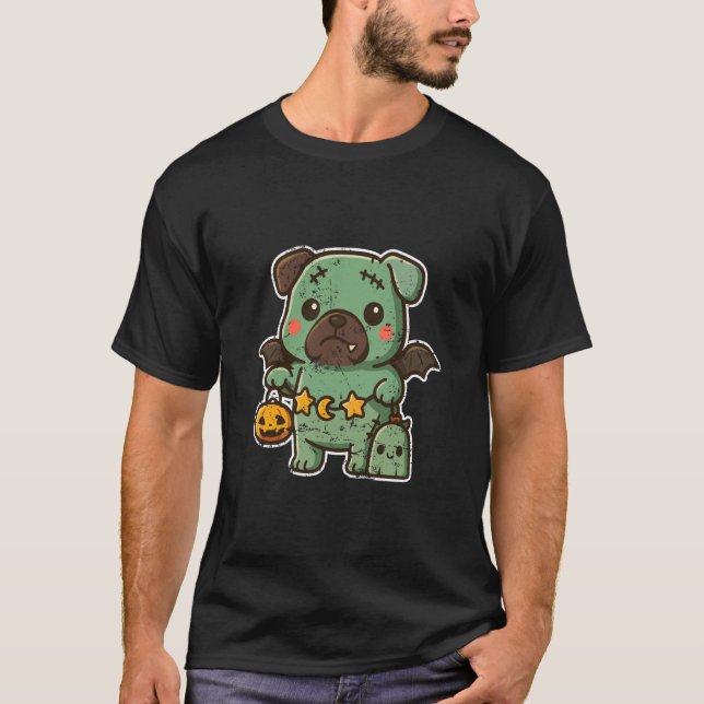 Zombiehund med vingar och pumpa t shirt (Framsida)