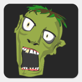 zombiehuvud fyrkantigt klistermärke