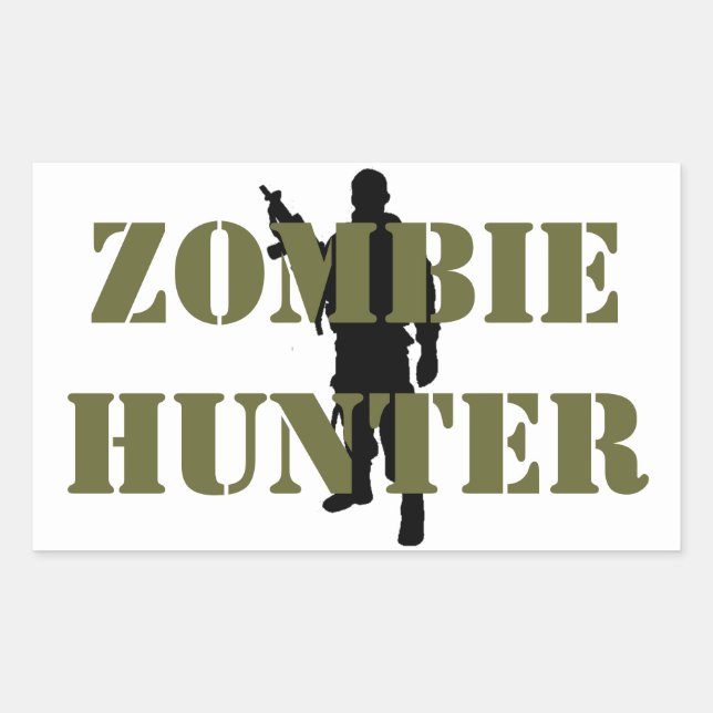 ZOMBIEJÄGARE REKTANGULÄRT KLISTERMÄRKE (Framsida)