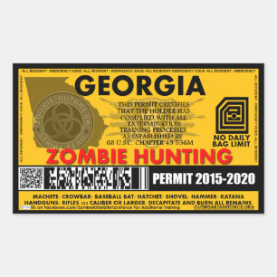 Zombiejakttillstånd Georgia Rektangulärt Klistermärke
