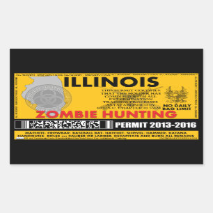 Zombiejakttillstånd Illinois Rektangulärt Klistermärke
