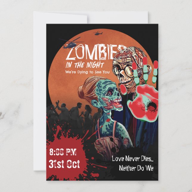 Zombieparaply Apokalyps Skräck Halloween Inbjudan (Framsida)