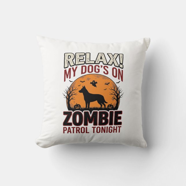 Zombiepatrullhund Halloween Vintagegravyr Desi Kudde (Framsida)