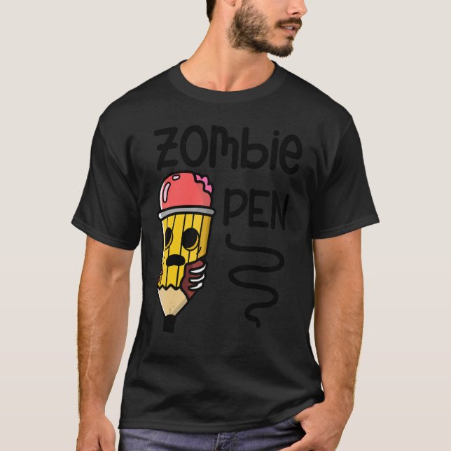 Zombiepenna Halloween Högtid Skräck T Shirt (Framsida)