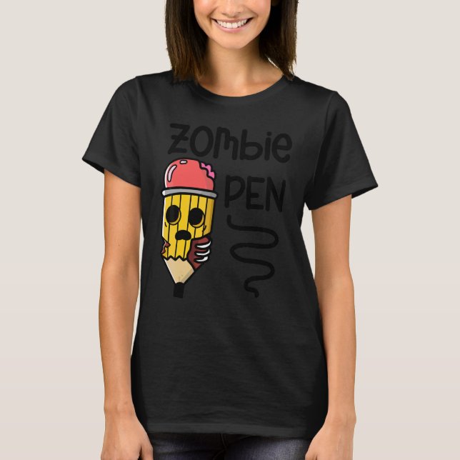 Zombiepenna Halloween Högtid Skräck T Shirt (Framsida)