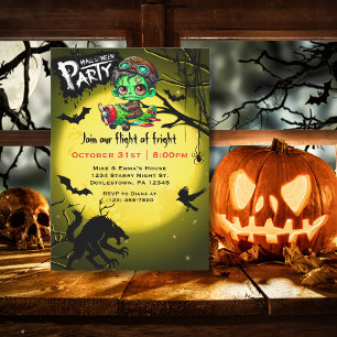 Zombiepilot flyger flygplan Kul Halloweenfest Inbjudningar