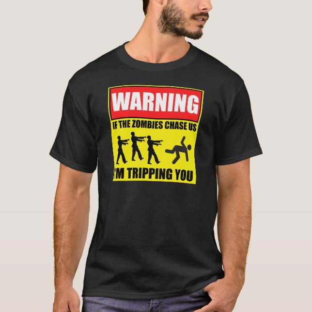 Zombieresavarning undertecknar tee (Framsida)