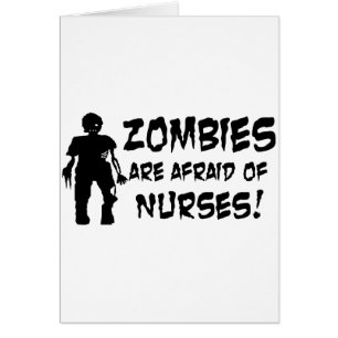 Zombies är rädda av sjuksköterskor hälsningskort