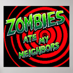 Zombies Ate Mina grannar Pixel Art Poster