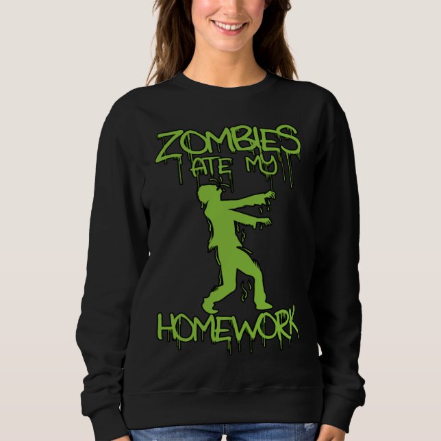 Zombies ate my Homework   Halloween or School T Shirt (Framsida)