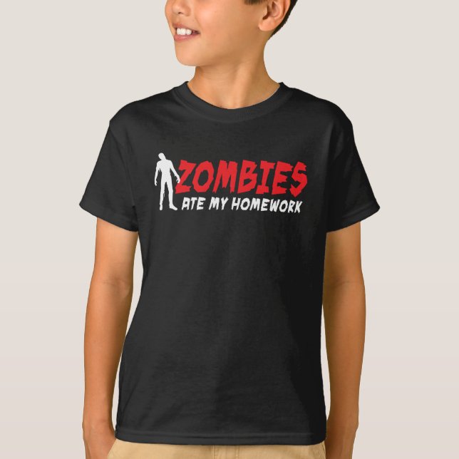 Zombies ate my homework t shirt (Framsida)