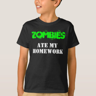 "Zombies Ate My Homwork", levande död Humor Tee Shirt