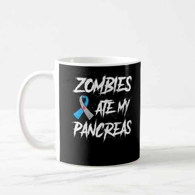 Zombies Ate My Pancreas typ 1 Diabetesmedvetande Kaffemugg (Vänster)