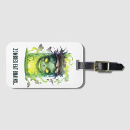 Zombies äter hjärnor. Spooky Halloween Burk med gl Bagagebricka