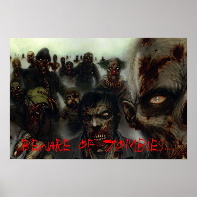 Zombies "Beware of Zombies" Halloween Poster (Framsidan)