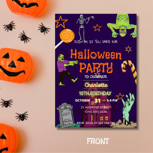 Zombies Birthday Halloween fest Spooky Inbjudningar