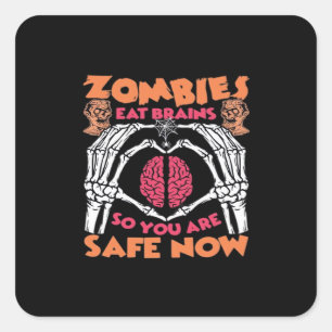 Zombies Eat Brains Classic Fyrkantigt Klistermärke
