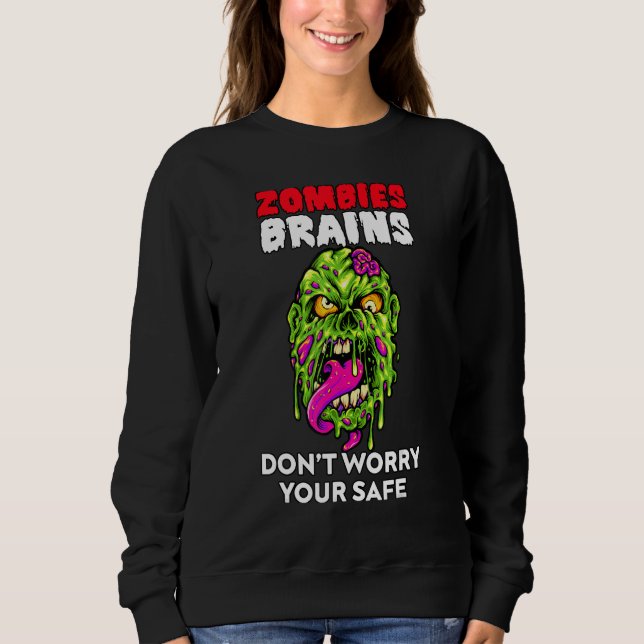 Zombies Eat Brains Don't Worry Your Safe  Hallowee T Shirt (Framsida)