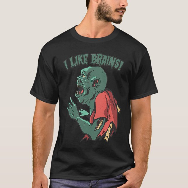 Zombies Eat Brains Halloween Boys Kids Zombie T Shirt (Framsida)