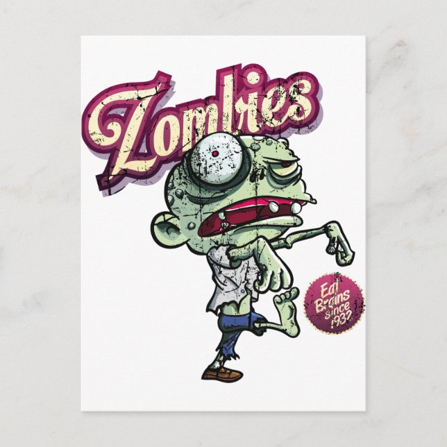 Zombies eat Brains Vykort (Framsida)