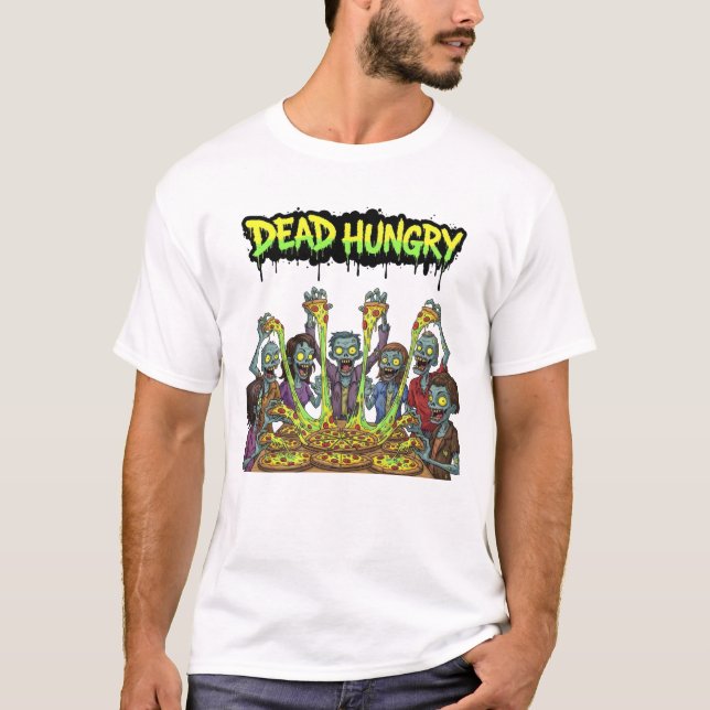 Zombies Eating Pizza T Shirt (Framsida)