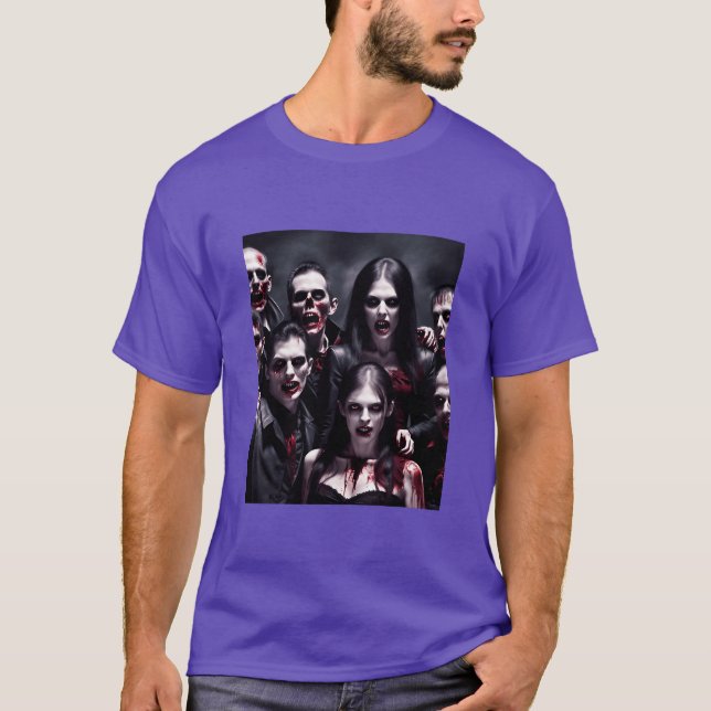 Zombies firar Halloween-vintagen T Shirt (Framsida)