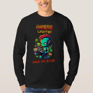 Zombies Gamers Unite Arcade Game Virtual Player Te T Shirt