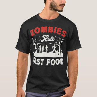 Zombies hatar snabbmaten Halloween Fläkt Funny Hal T Shirt