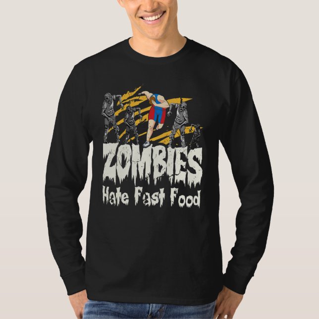 Zombies Hate Fast Food I Halloween Running T Shirt (Framsida)