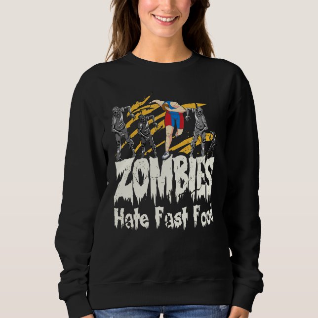 Zombies Hate Fast Food I Halloween Running T Shirt (Framsida)