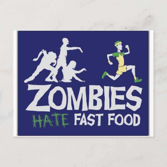 Zombies HATE Fast Food Vykort (Framsida)