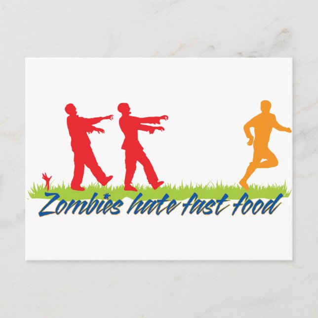 Zombies Hate Fast Food Vykort (Framsida)