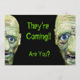 Zombies kommer in på en scary Halloween Dubbla sid Inbjudningar