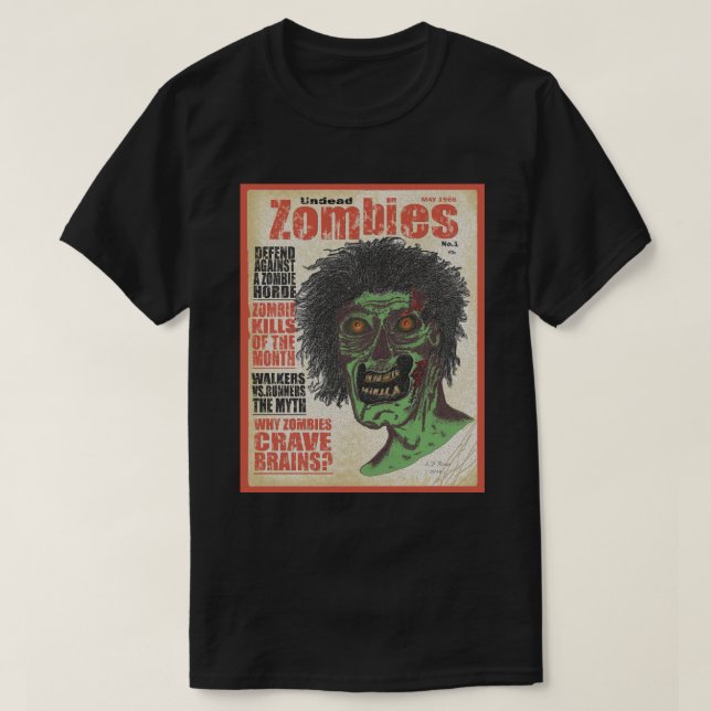 ZOMBIES - Magasin Röda Boarder T Shirt (Design framsida)