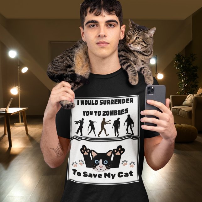 Zombies & My Cat Funny Comedy Manar Graphic T Shirt (Skapare uppladdad)