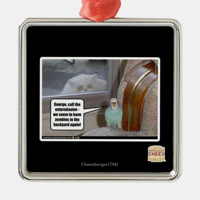 Zombies på bakgården julgransprydnad metall (Framsidan)