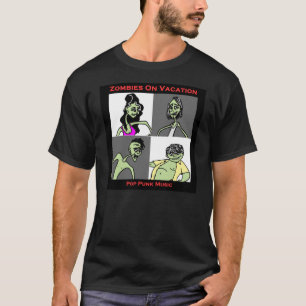 Zombies på semester - fyra ansikten tee shirt