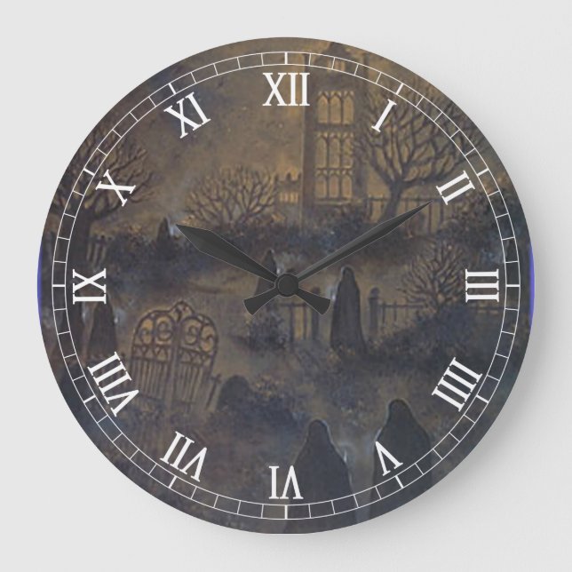 Zombies Round Roman Numerals Clock Stor Klocka (Framsida)