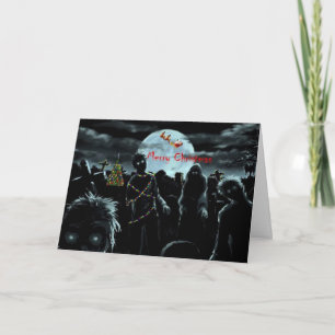 Zombies som väntar Santa Helgkort