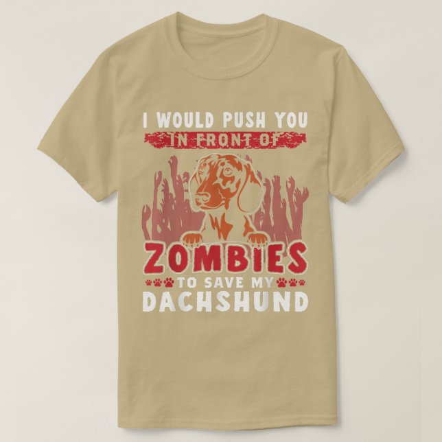 Zombies till Spara Min dachshund Funny Halloween H T Shirt (Design framsida)