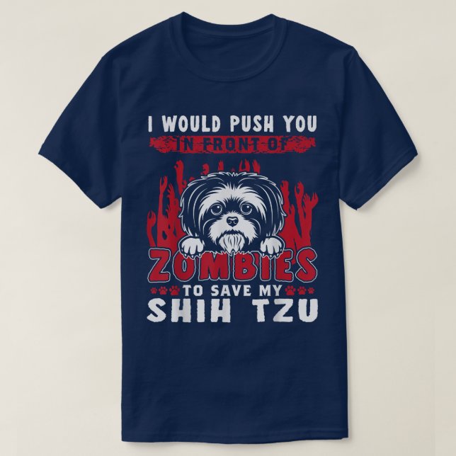 Zombies till Spara min Shih Tzu Funny Halloween Hu T Shirt (Design framsida)