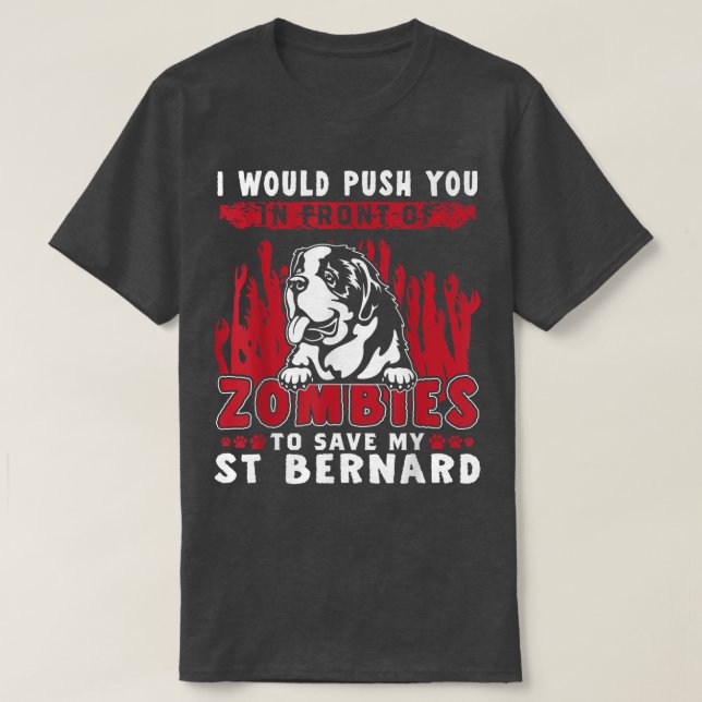 Zombies till Spara My St Bernard Funny Halloween H T Shirt (Design framsida)