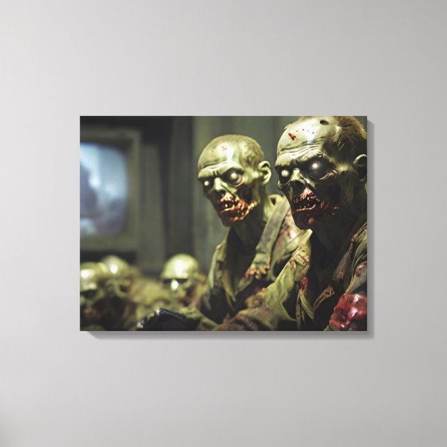 zombies tittar på rysk tv-propaganda canvastryck (Framsida)