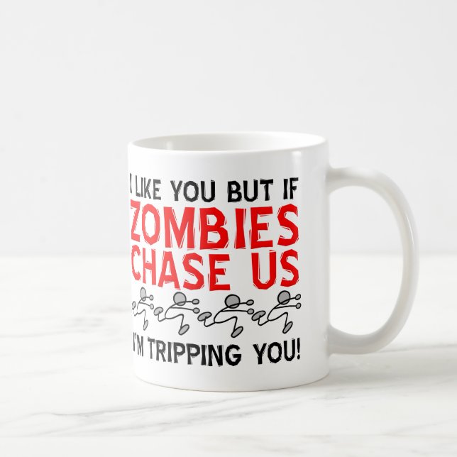 Zombies Tripping Funny Mug Kaffemugg (Höger)