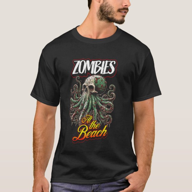 Zombies vid Beach - Odöda Horror - Octopus - O T Shirt (Framsida)