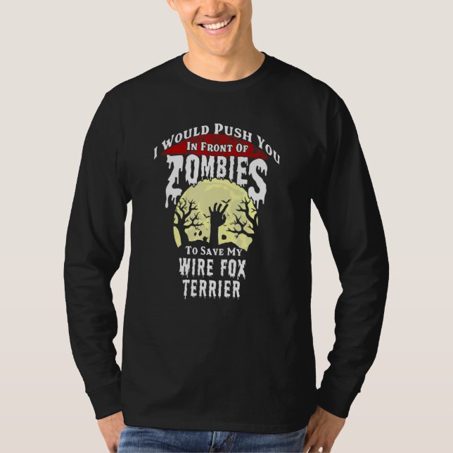 Zombies Wire Fox Terrier Spooky Halloween T Shirt (Framsida)