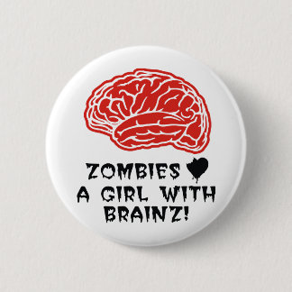 Zombieshjärta en flicka med Brainz Knapp